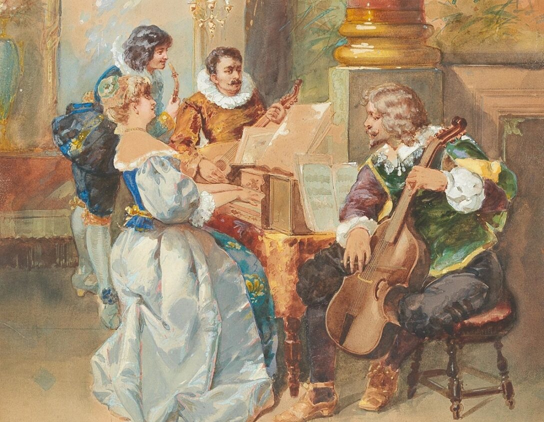 Musicians singing at a piano